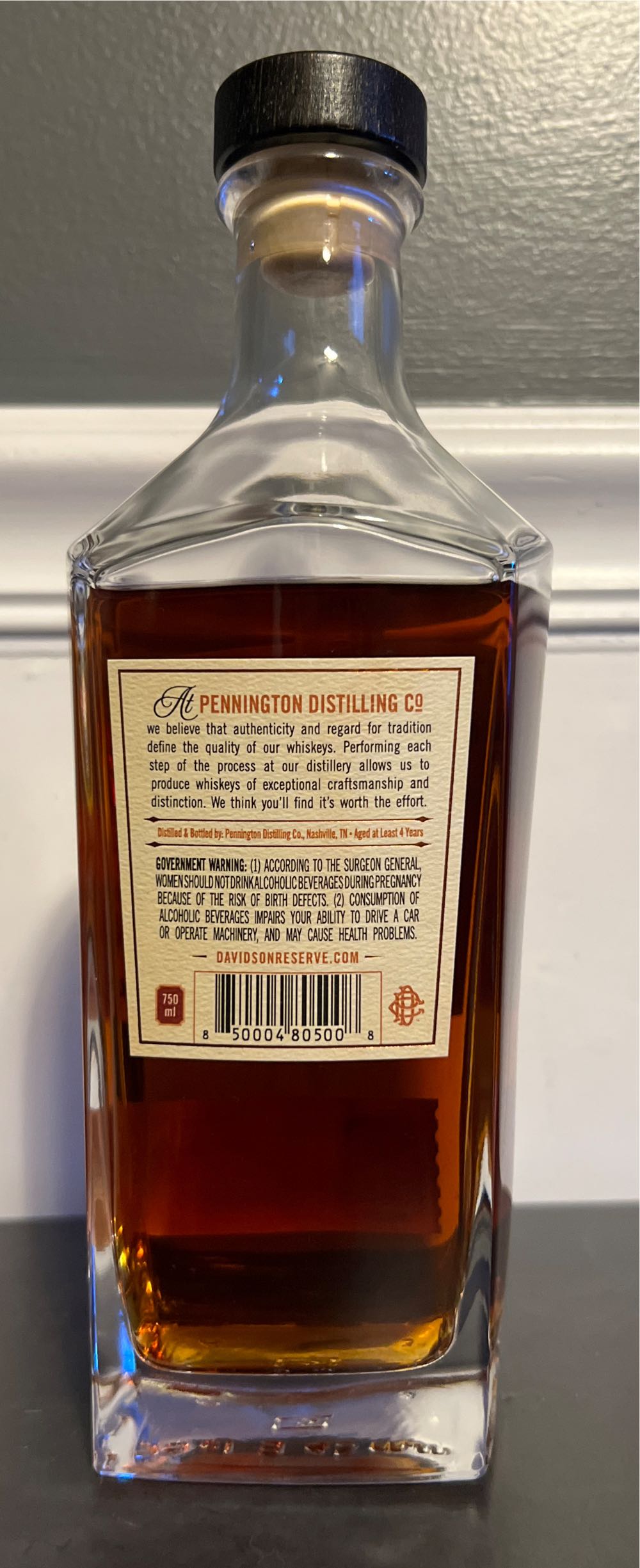 Davidson Reserve Wheated Bourbon - Pennington Distilling Co (750 mL) alcohol collectible [Barcode 850004805008] - Main Image 2