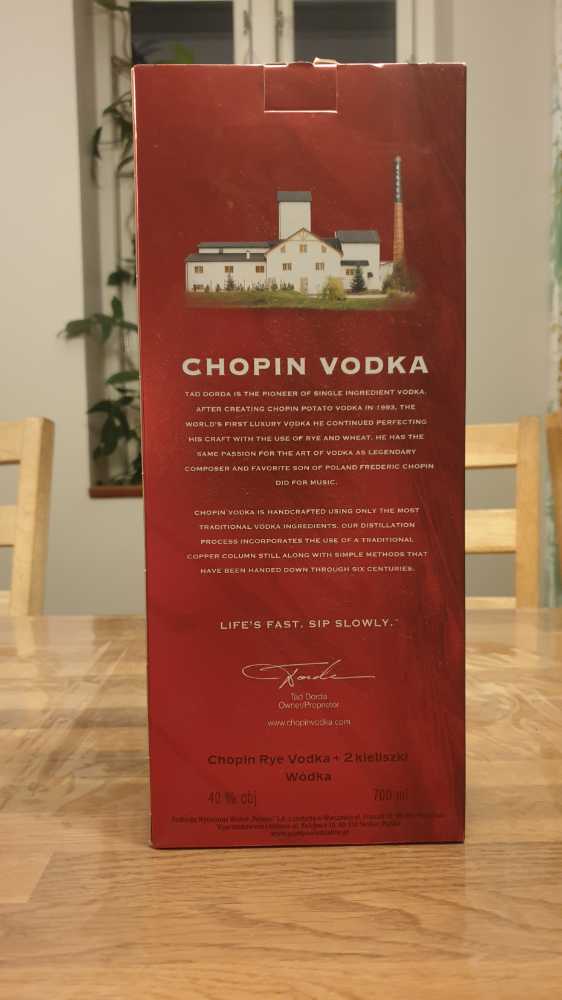 Chopin Rye Vodka 700ml 40% Poland - Palmos (700 mL) alcohol collectible [Barcode 5900640051729] - Main Image 2