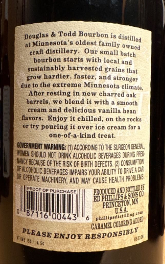 Douglas And Todd Bourbon Cream - Ed Phillips & Sons (750mL) alcohol collectible [Barcode 087116004436] - Main Image 2