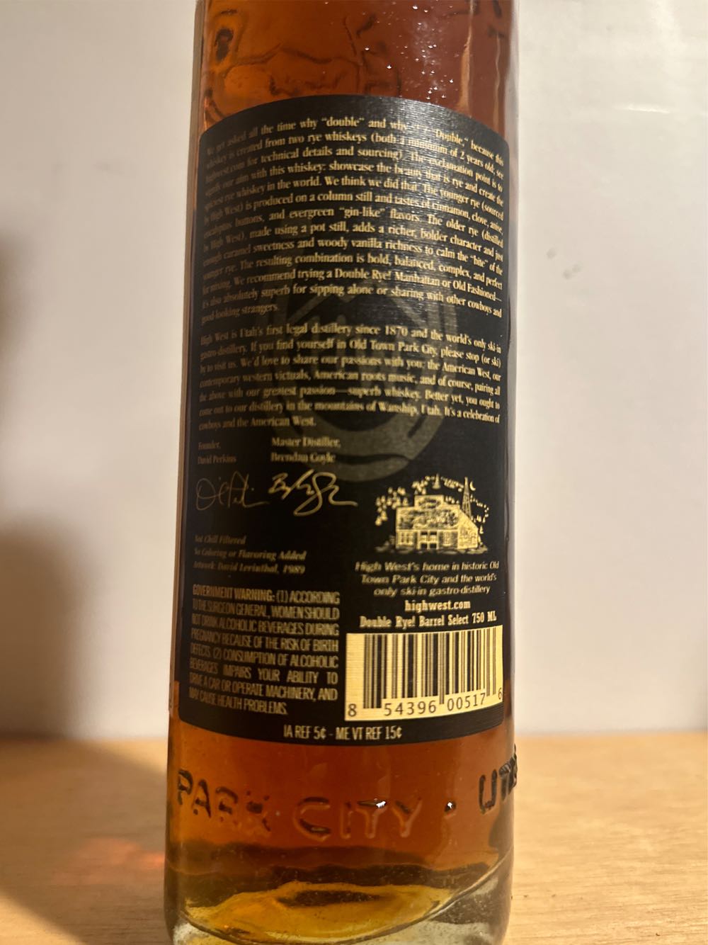 High West Double Rye - (Bottled At) High West Distillery (750 mL) alcohol collectible [Barcode 854396005176] - Main Image 3