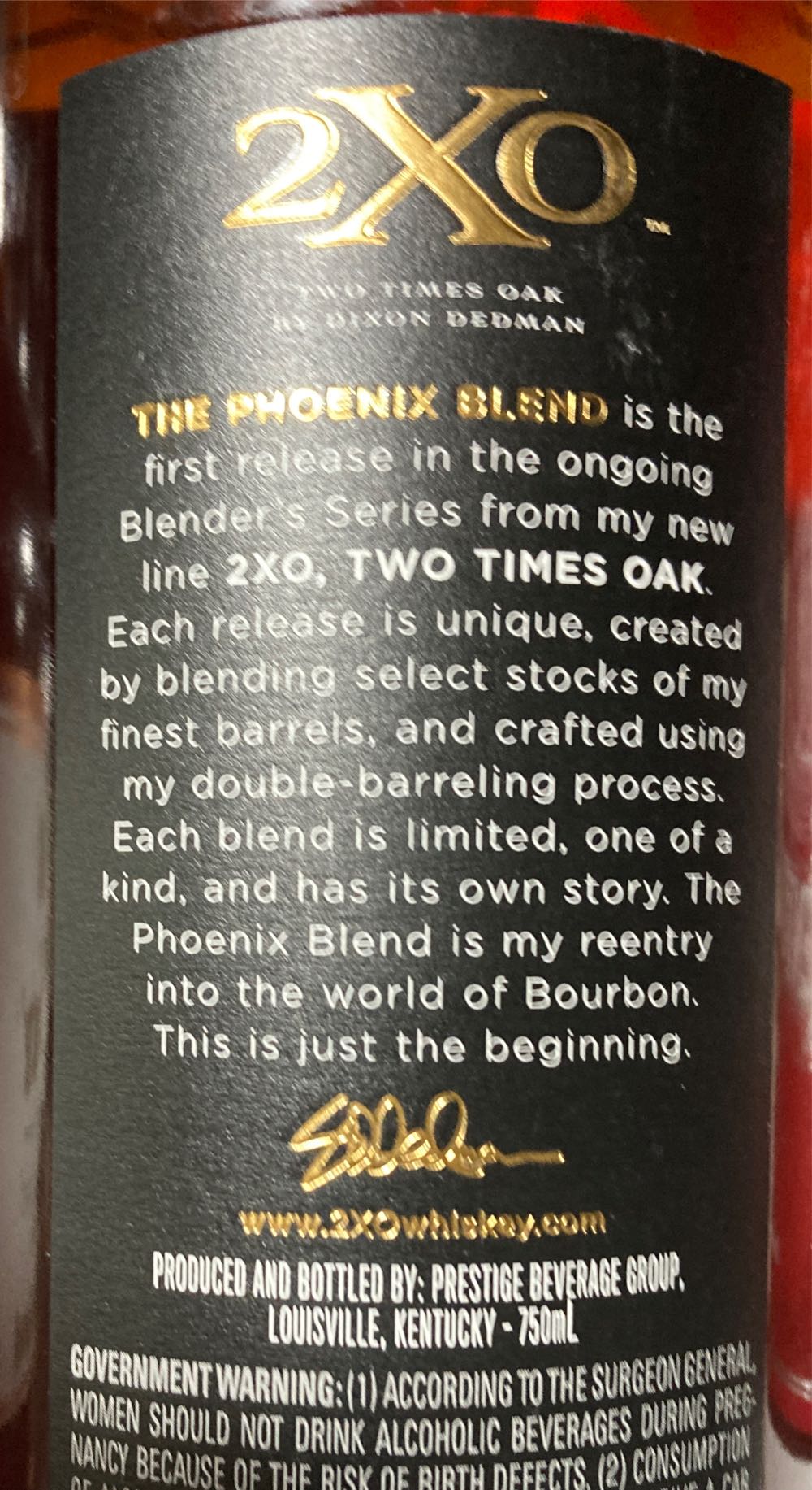 2xo The Phoenix Blend First Release - Prestige Beverage Group (750 mL) alcohol collectible [Barcode 084279007748] - Main Image 2