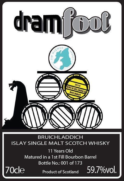Dramfool “57th Release” Bruichladdich 11Yr Old Bourbon - Bruichladdich Distillery (700 mL) alcohol collectible - Main Image 1