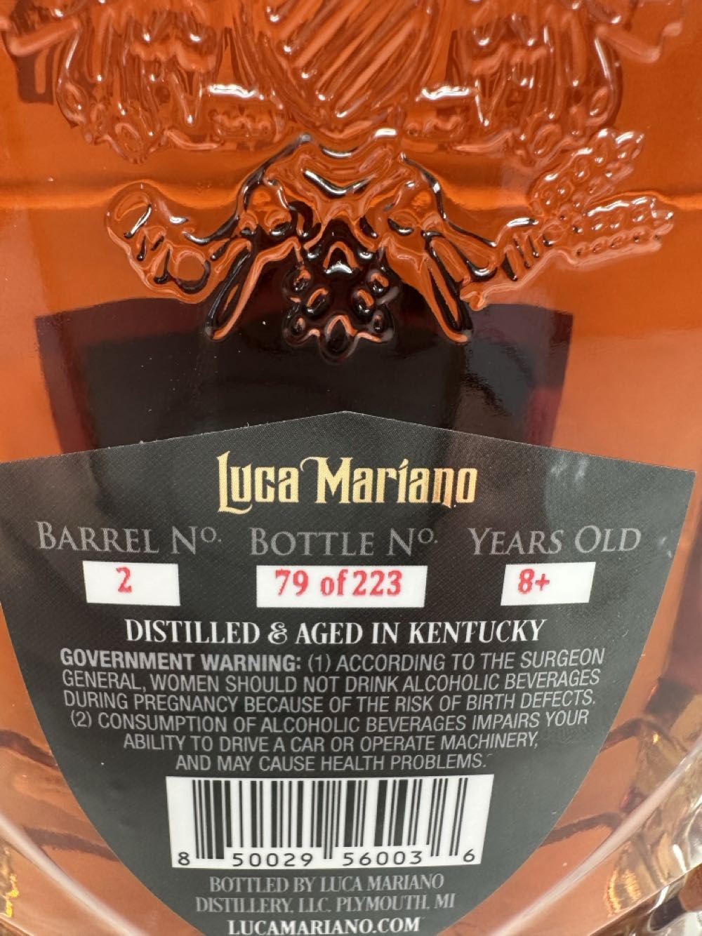 Luca Mariano Straight Bourbon Single Barrel - Luca Mariano Distillery (750 mL) alcohol collectible [Barcode 850029560036] - Main Image 3