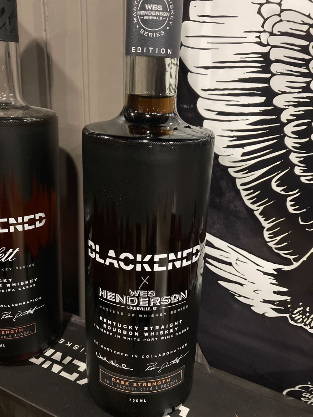 Blackened X Wes Henderson Bourbon Cask Strength - Sweet Amber Distilling (750 mL) alcohol collectible [Barcode 736040006305] - Main Image 1