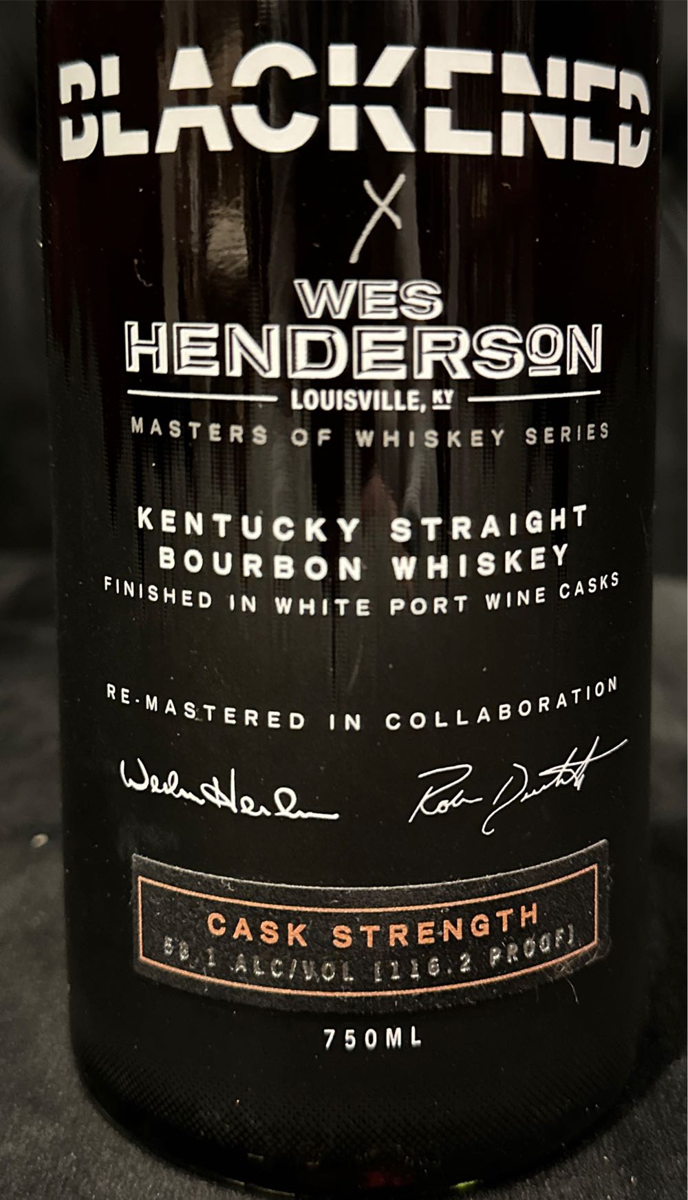 Blackened X Wes Henderson Bourbon Cask Strength - Sweet Amber Distilling (750 mL) alcohol collectible [Barcode 736040006305] - Main Image 3