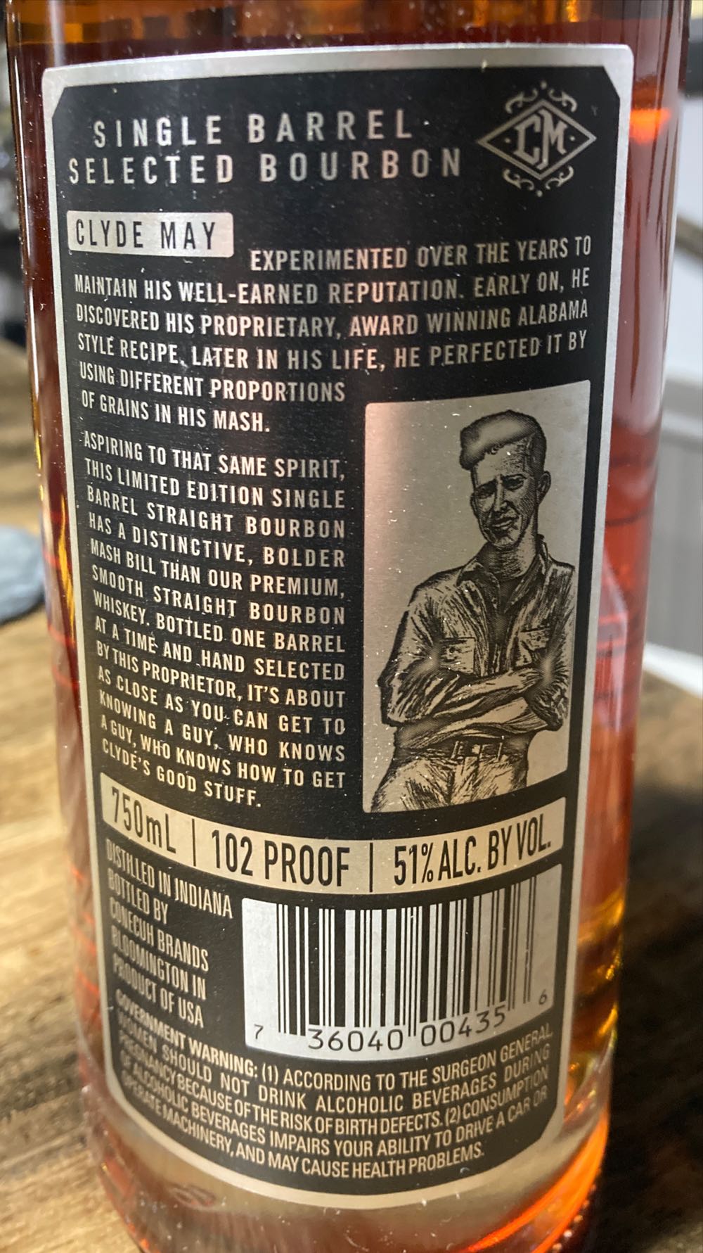 Clyde May’s Single Barrel Bourbon - Conecuh Ridge Distillery (750 mL) alcohol collectible [Barcode 736040004356] - Main Image 2