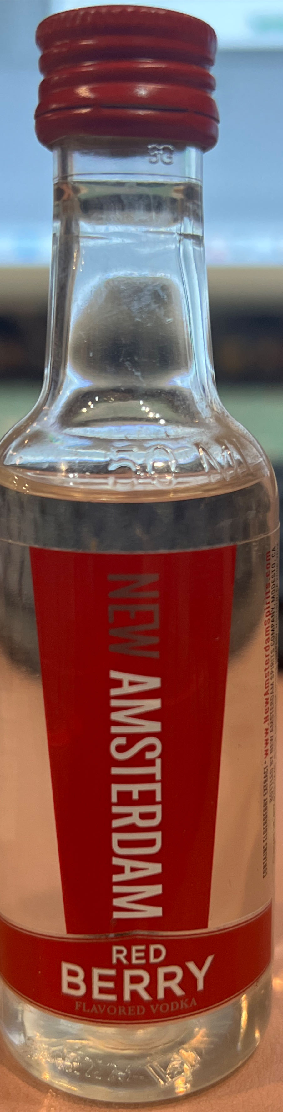 New Amsterdam Red Berry Vodka - New Amsterdam Spirits, Modesto, CA (50 mL) alcohol collectible [Barcode 085000005750] - Main Image 2