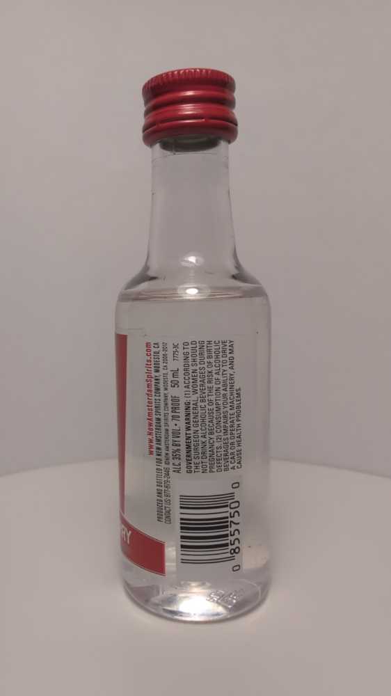 New Amsterdam Red Berry Vodka - New Amsterdam Spirits, Modesto, CA (50 mL) alcohol collectible [Barcode 085000005750] - Main Image 4