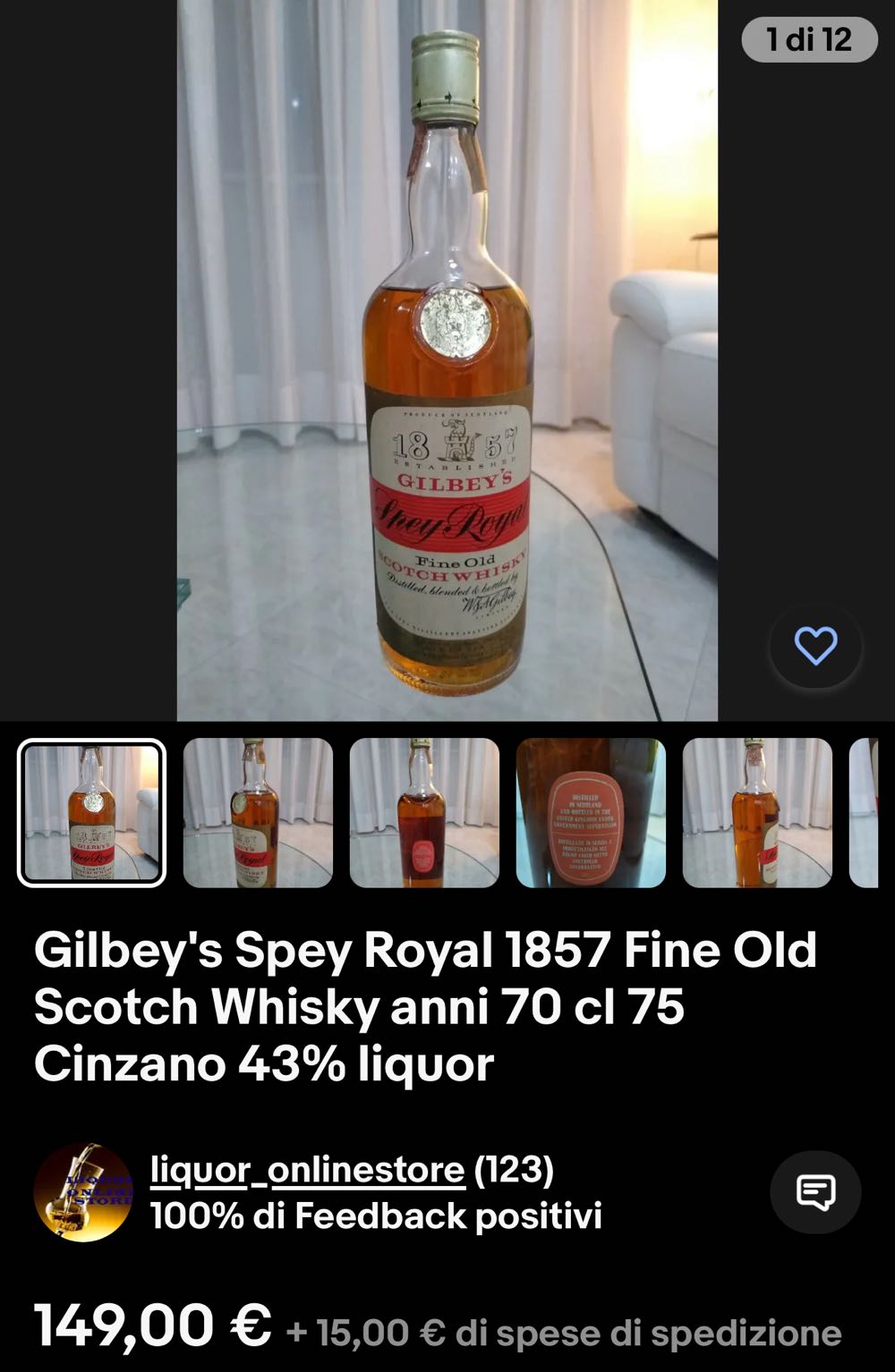 Gilbey’s Spey Royal - Cinzano alcohol collectible - Main Image 4