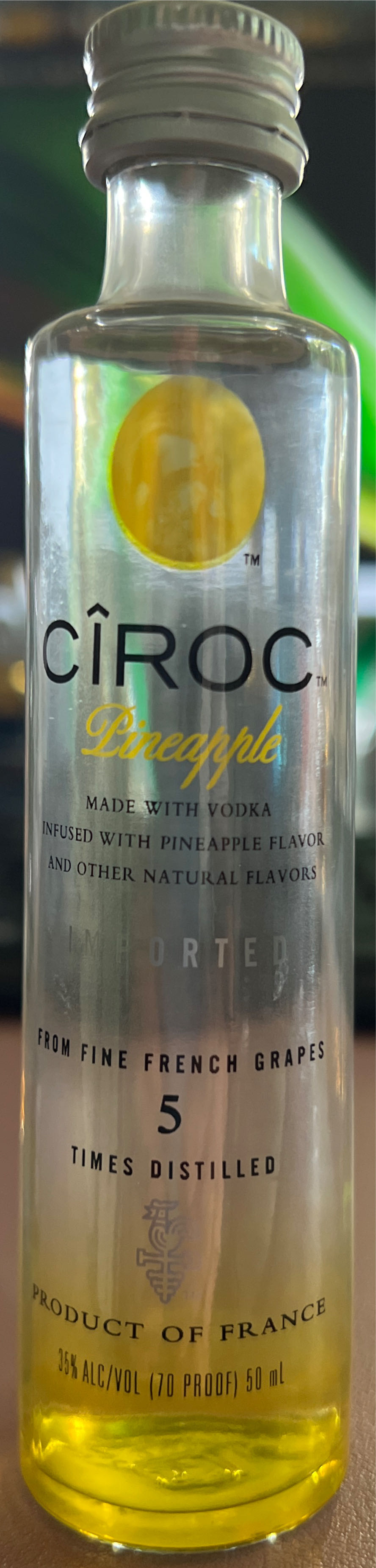 Ciroc Pineapple - Ciroc Distilling Company (50 mL) alcohol collectible [Barcode 082000003717] - Main Image 2