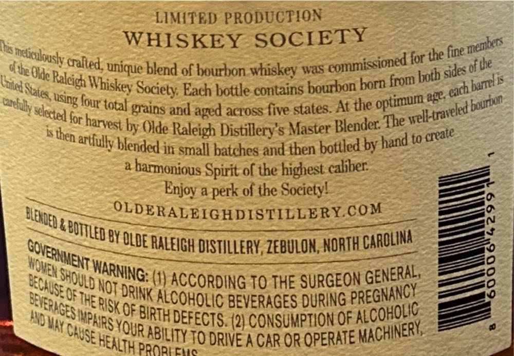 Olde Raleigh Batch 14 - Olde Raleigh Distillery (750 mL) alcohol collectible [Barcode 860006429911] - Main Image 2