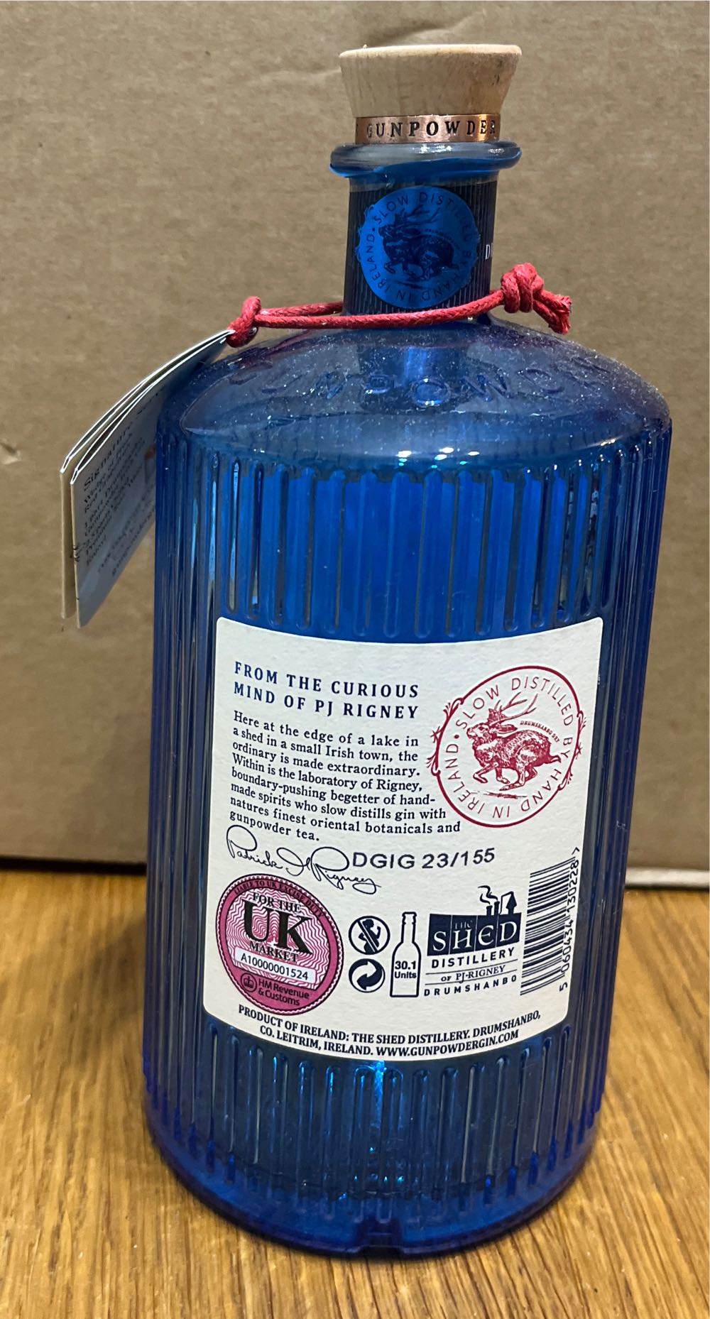 Drumshanbo Gunpowder Irish Gin 70cl Empty Bottle - The Shed Distillery (700 mL) alcohol collectible [Barcode 5060434130228] - Main Image 3