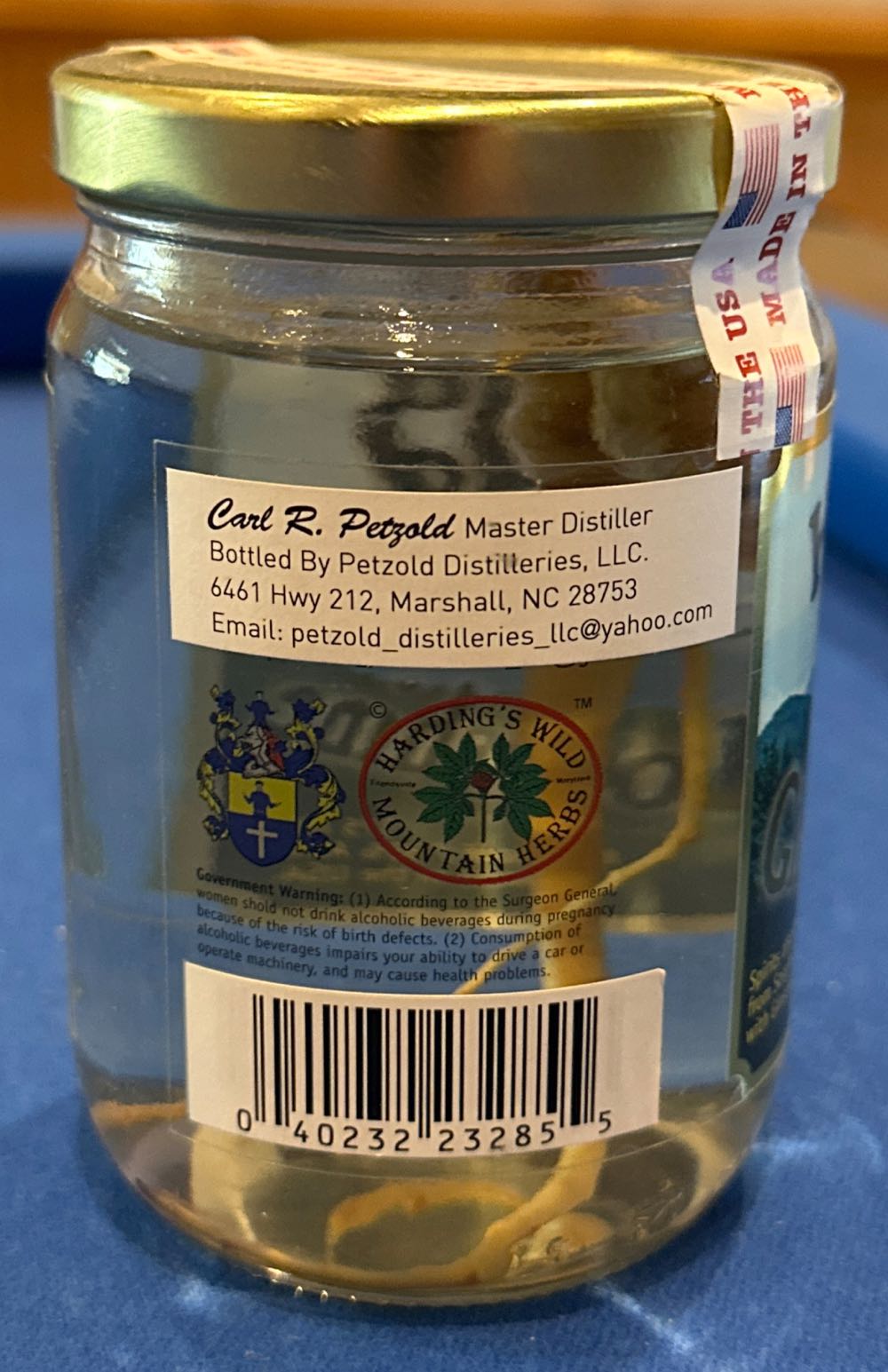 Harding’s Wild Ginseng Moonshine - Petzold Distilleries (375 mL) alcohol collectible [Barcode 040232232855] - Main Image 2