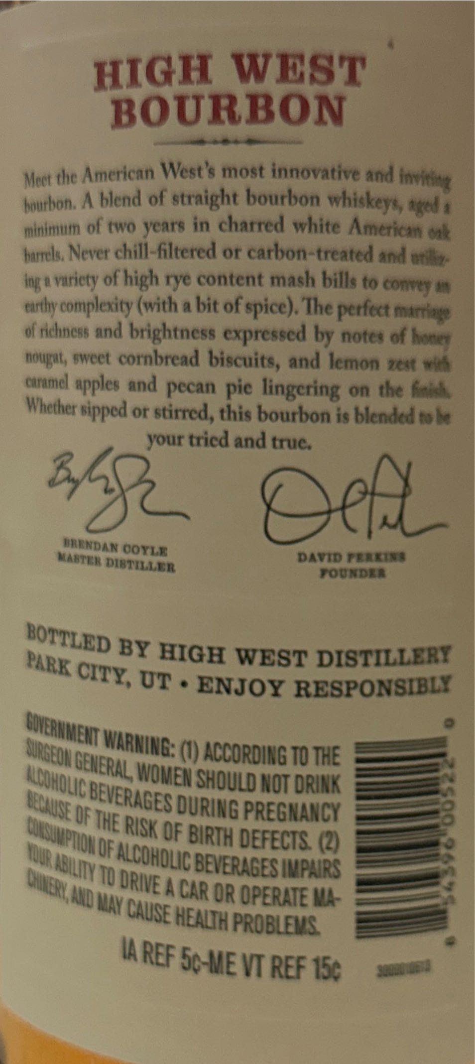 High West Bourbon - High West Distillery (750 mL) alcohol collectible [Barcode 854396005220] - Main Image 2