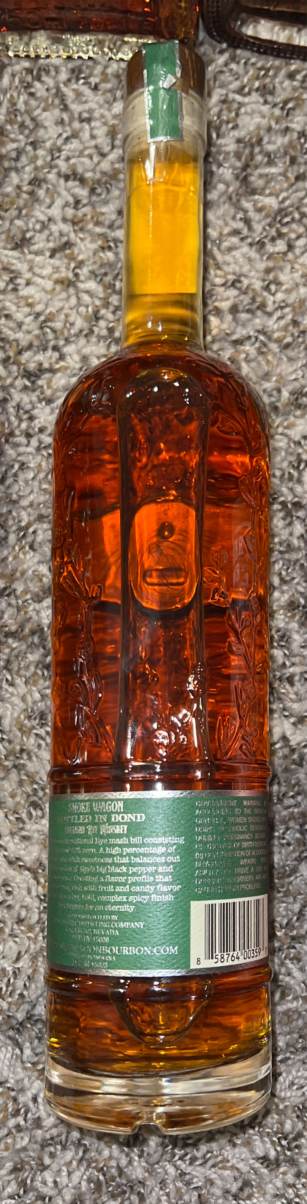 Smoke Wagon BiB Straight Rye Whiskey - Nevada H &C Distilling Co (750 mL) alcohol collectible [Barcode 858764003597] - Main Image 2