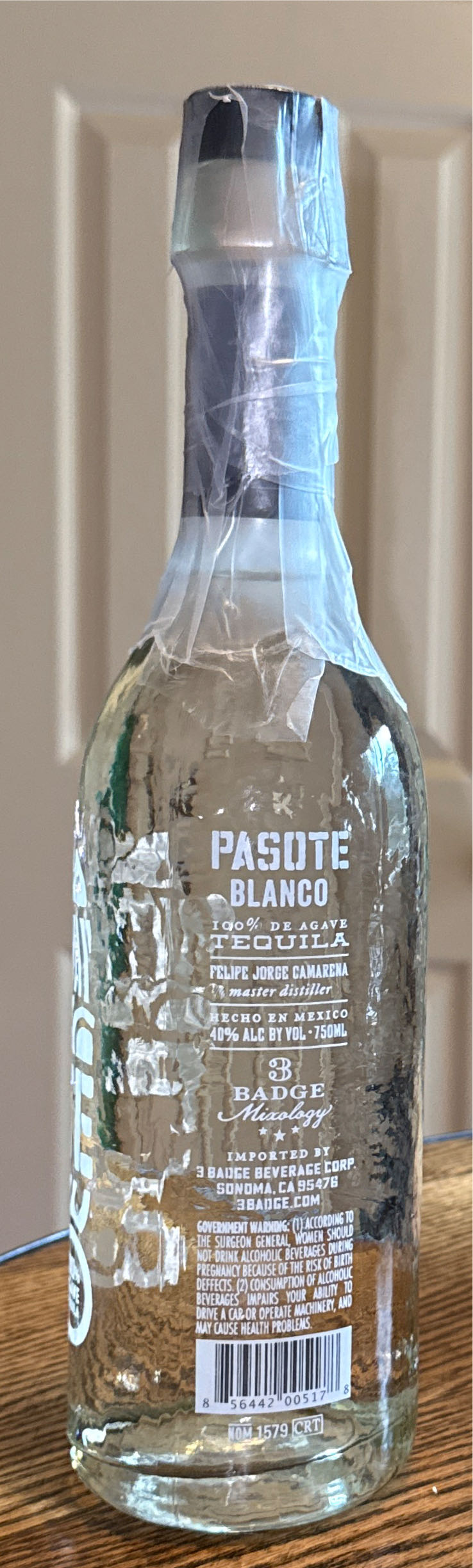 Pasote Blanco Tequila - NOM 1579 (750 mL) alcohol collectible [Barcode 856442005178] - Main Image 3