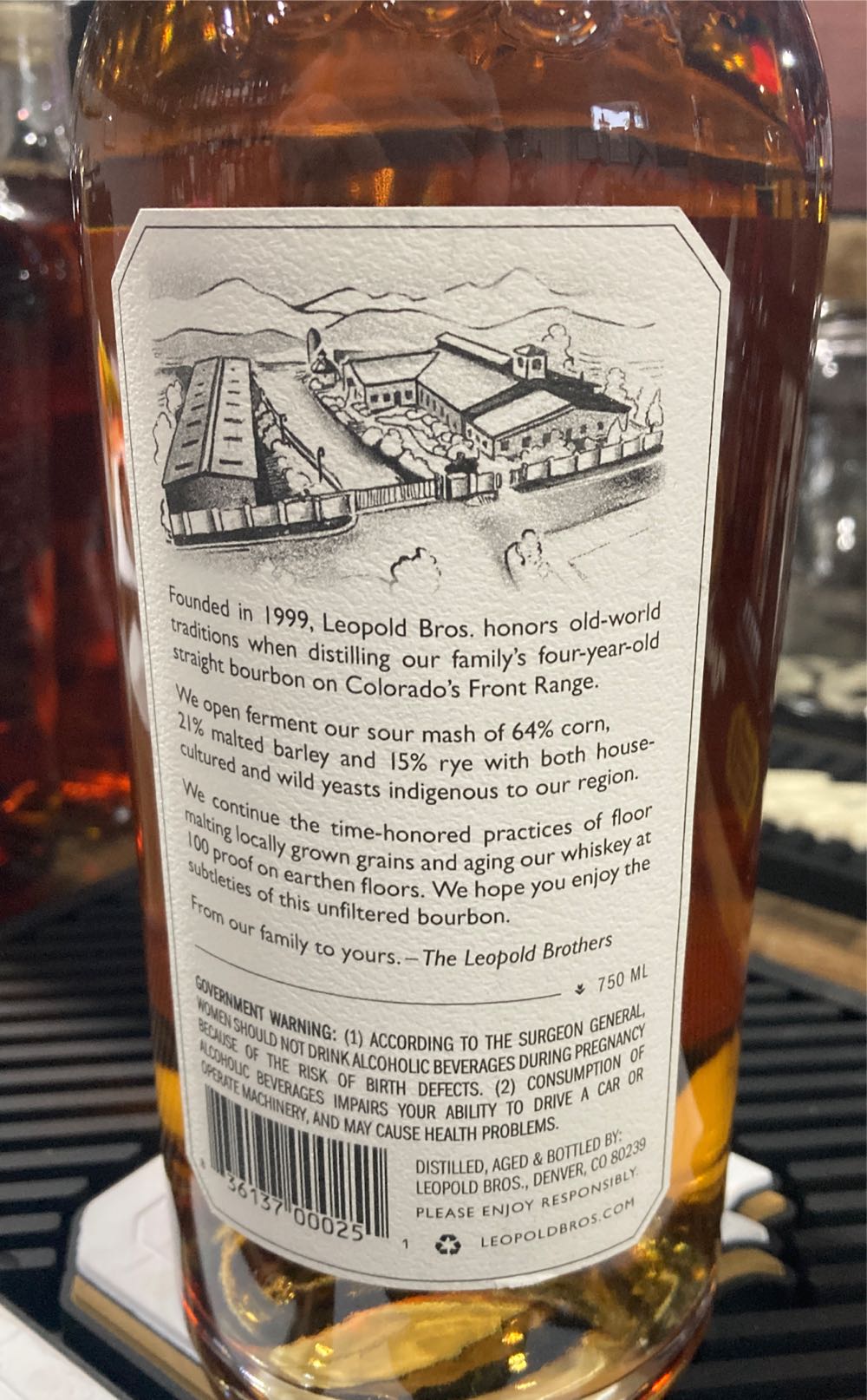 Leopoldo Bros Straight Bourbon Whiskey - Leopold Bros (750 mL) alcohol collectible [Barcode 836137000251] - Main Image 2