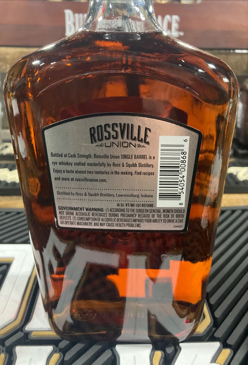 Rossville Union Master Crafted Cask Strength Rye - Ross & Squibb Distillery (750 mL) alcohol collectible [Barcode 854054008686] - Main Image 3