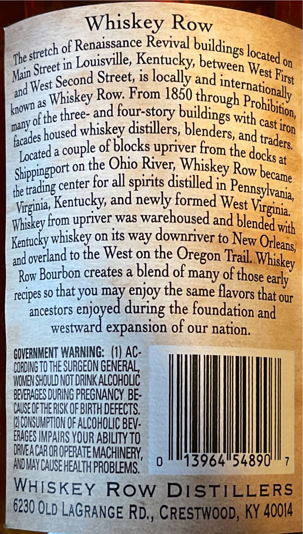 Whiskey Row - Whiskey Row (750 mL) alcohol collectible [Barcode 013964548907] - Main Image 3