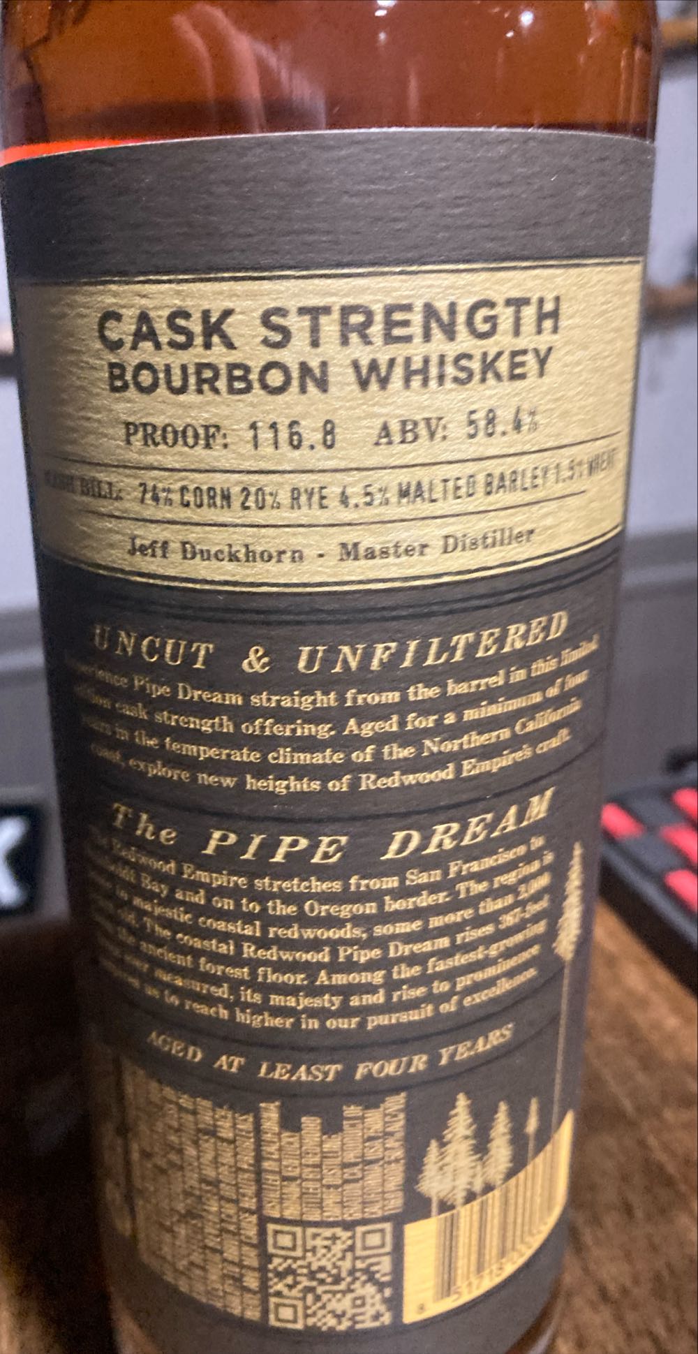 Redwood Empire Pipe Dream Cask Strength Bourbon - Redwood Empire Distilling (750 mL) alcohol collectible [Barcode 851718000550] - Main Image 2