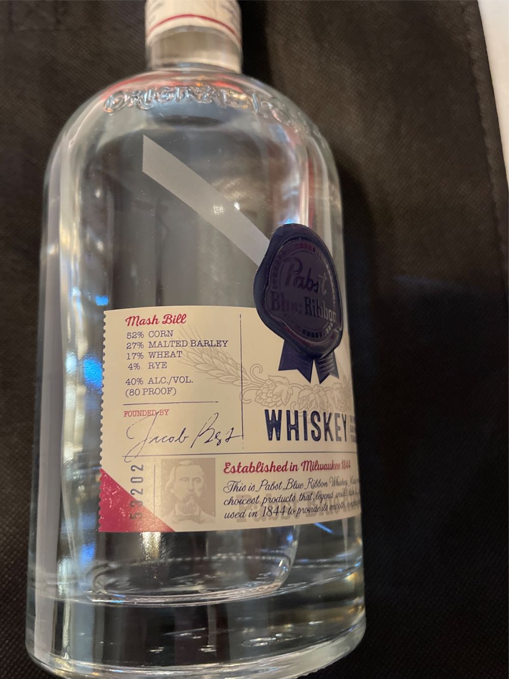 Pabst Blue Ribbon Whiskey - Pabst Brewing Company (750 mL) alcohol collectible [Barcode 022100004139] - Main Image 3