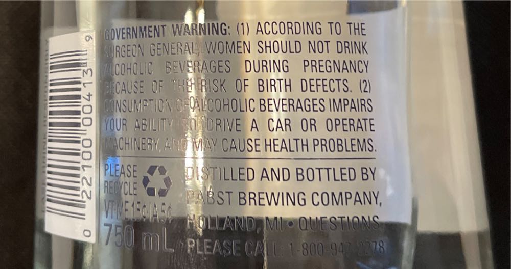 Pabst Blue Ribbon Whiskey - Pabst Brewing Company (750 mL) alcohol collectible [Barcode 022100004139] - Main Image 4