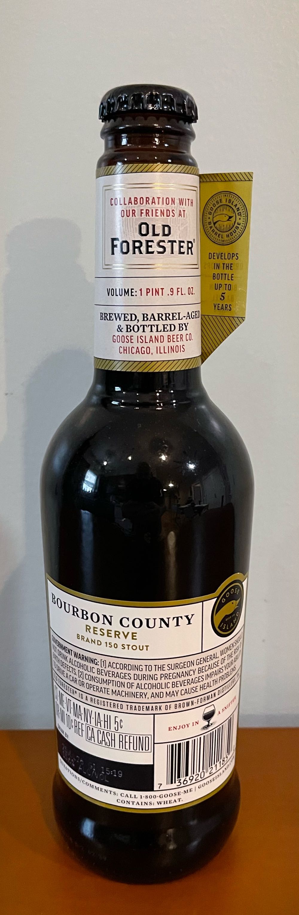 BCBS (2021) Reserve Old Forester 150th Anniversary - GOOSE ISLAND BEER COMPANY® (16.9 FL OZ) alcohol collectible [Barcode 736920211850] - Main Image 3