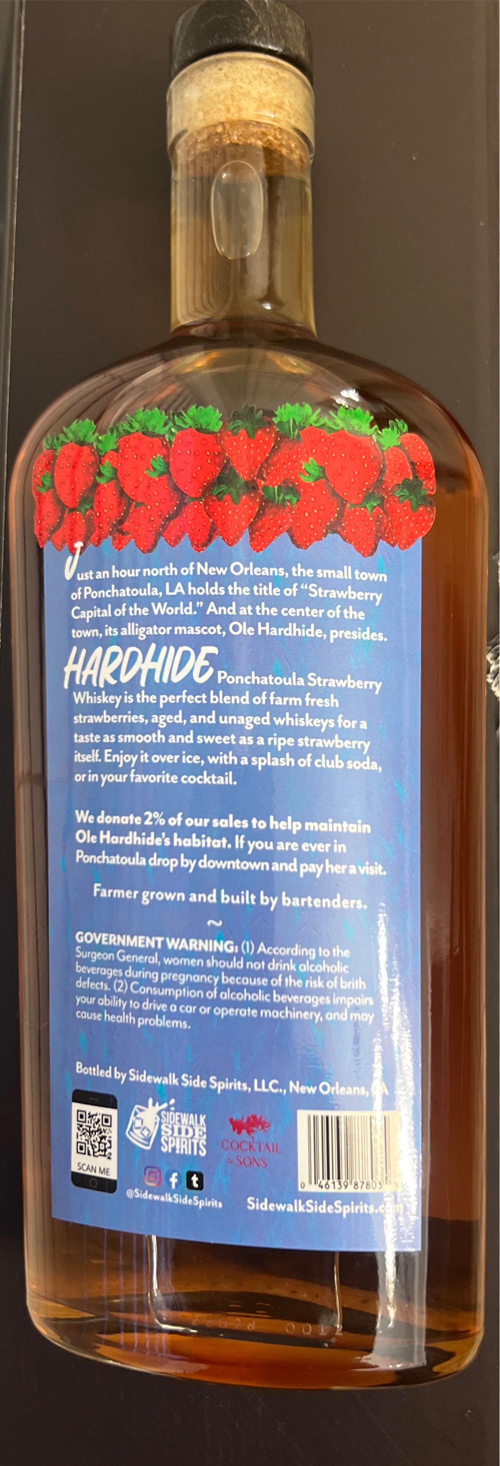 Hardhide Ponchatoula Strawberry Whiskey - Sidewalk Side Spirits (750 mL) alcohol collectible [Barcode 046139878035] - Main Image 2