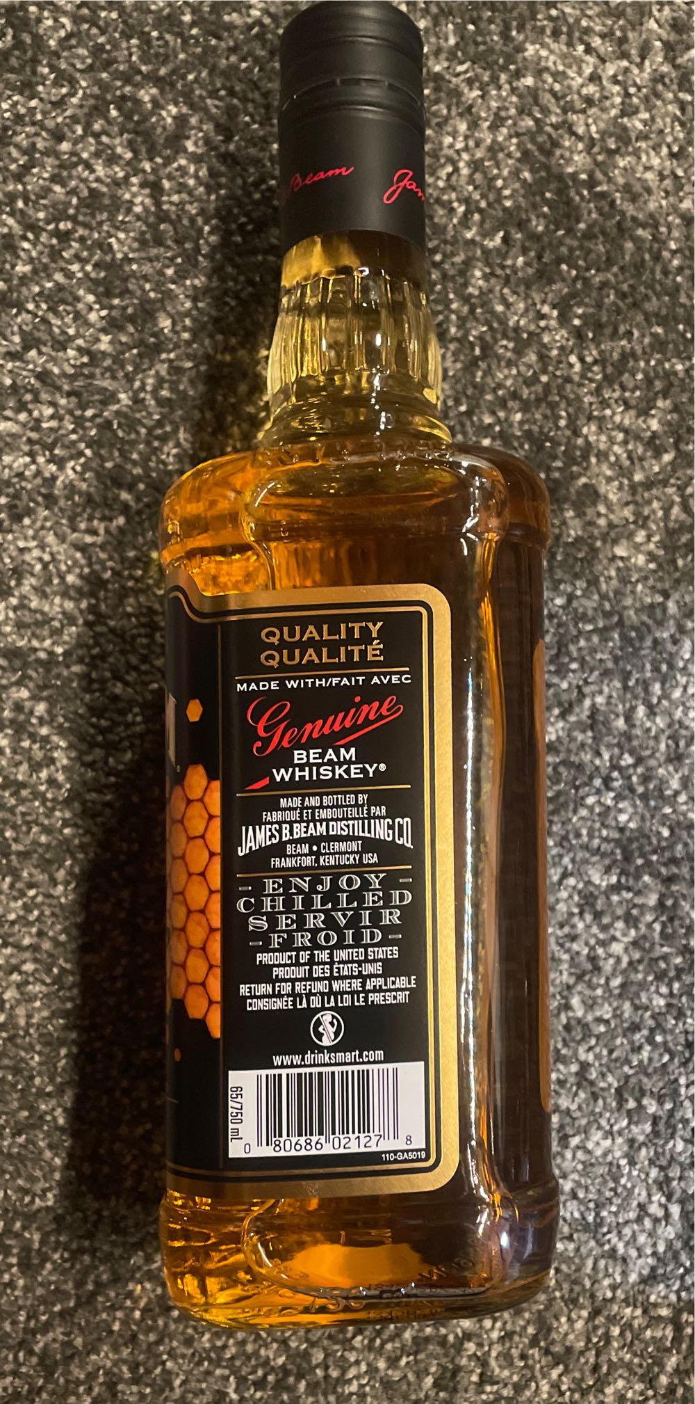 Jim Beam Honey  (750 mL) alcohol collectible [Barcode 080686021278] - Main Image 2