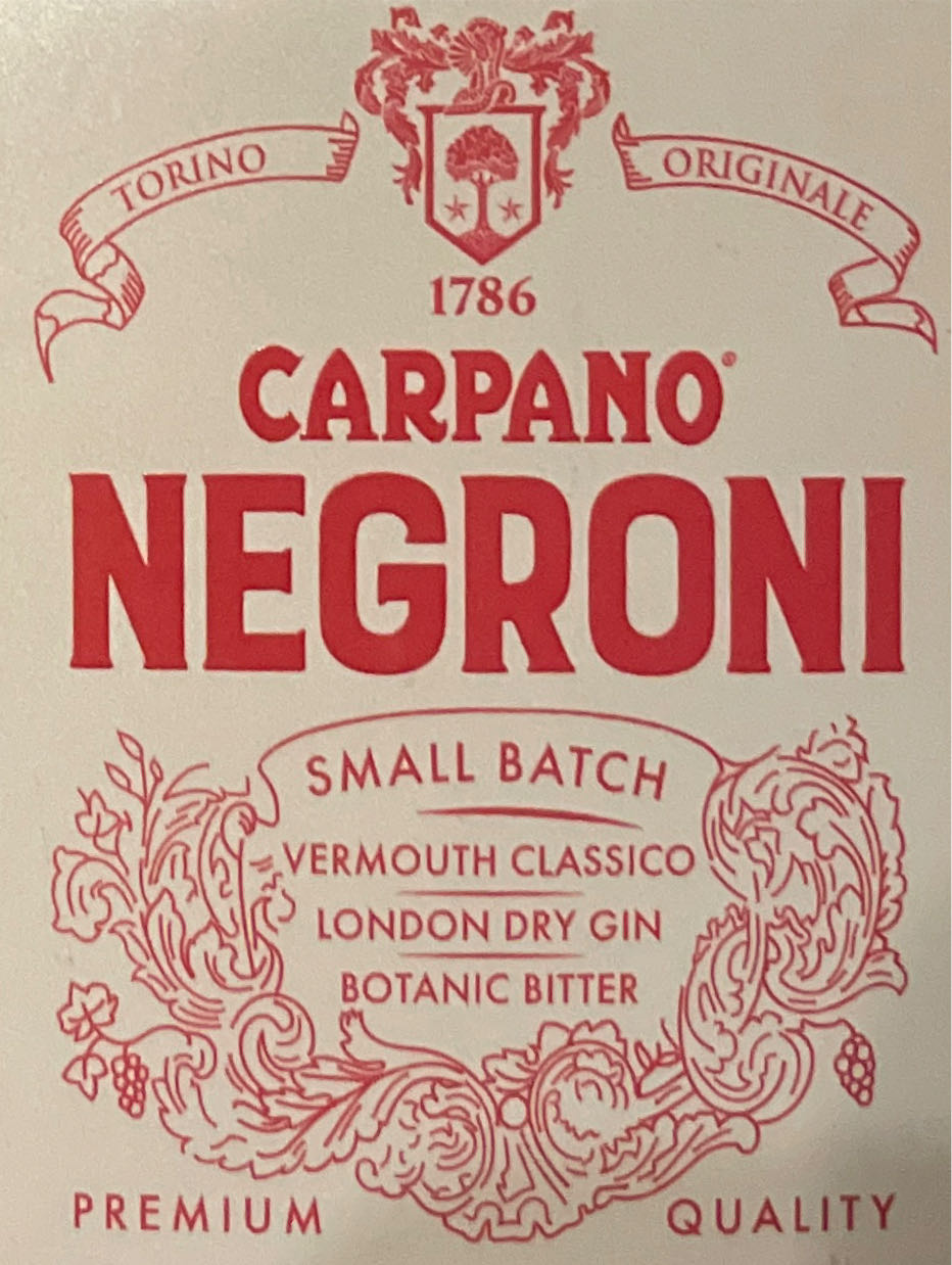 Carpano Negroni - Fratelli Branca Distillerie S.R.L. (100 mL) alcohol collectible [Barcode 8004400007005] - Main Image 2