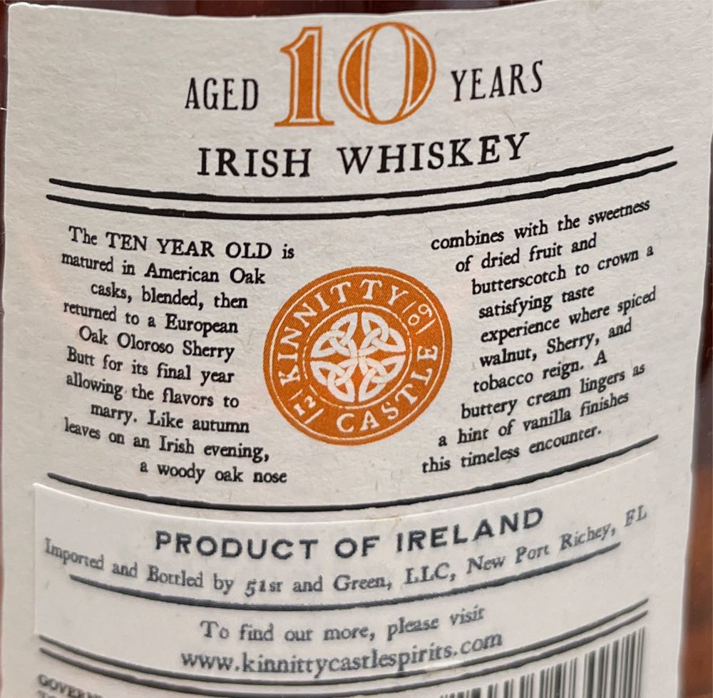 Kinnitty Castle Irish Whiskey - Kinnitty Castle (750 mL) alcohol collectible [Barcode 860004964902] - Main Image 2