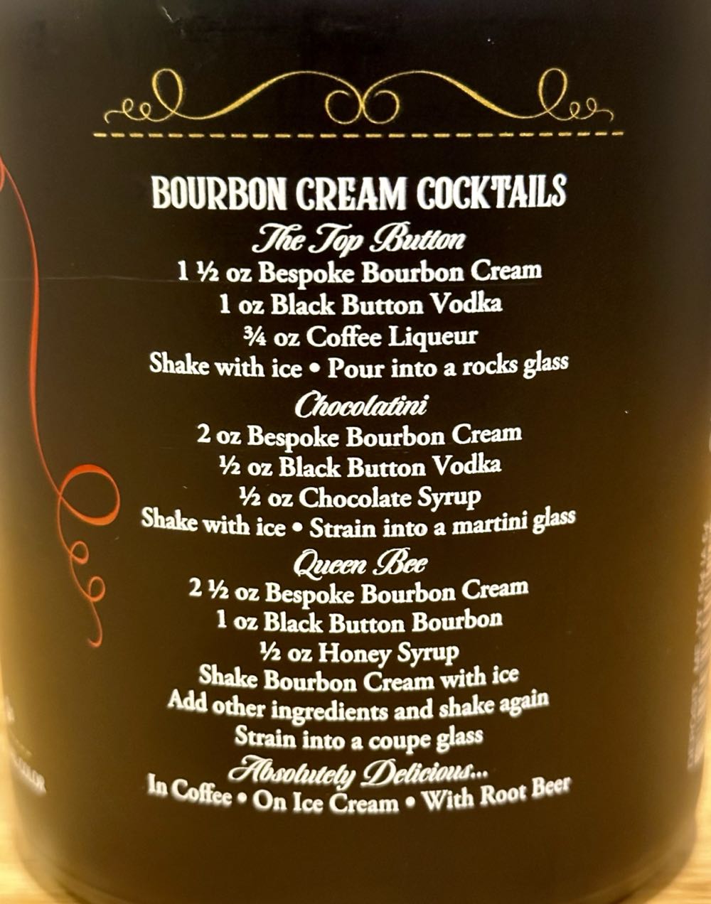 Bespoke Bourbon Cream - Black Button Distilling, Rochester, NY (750 mL) alcohol collectible [Barcode 854572005273] - Main Image 2