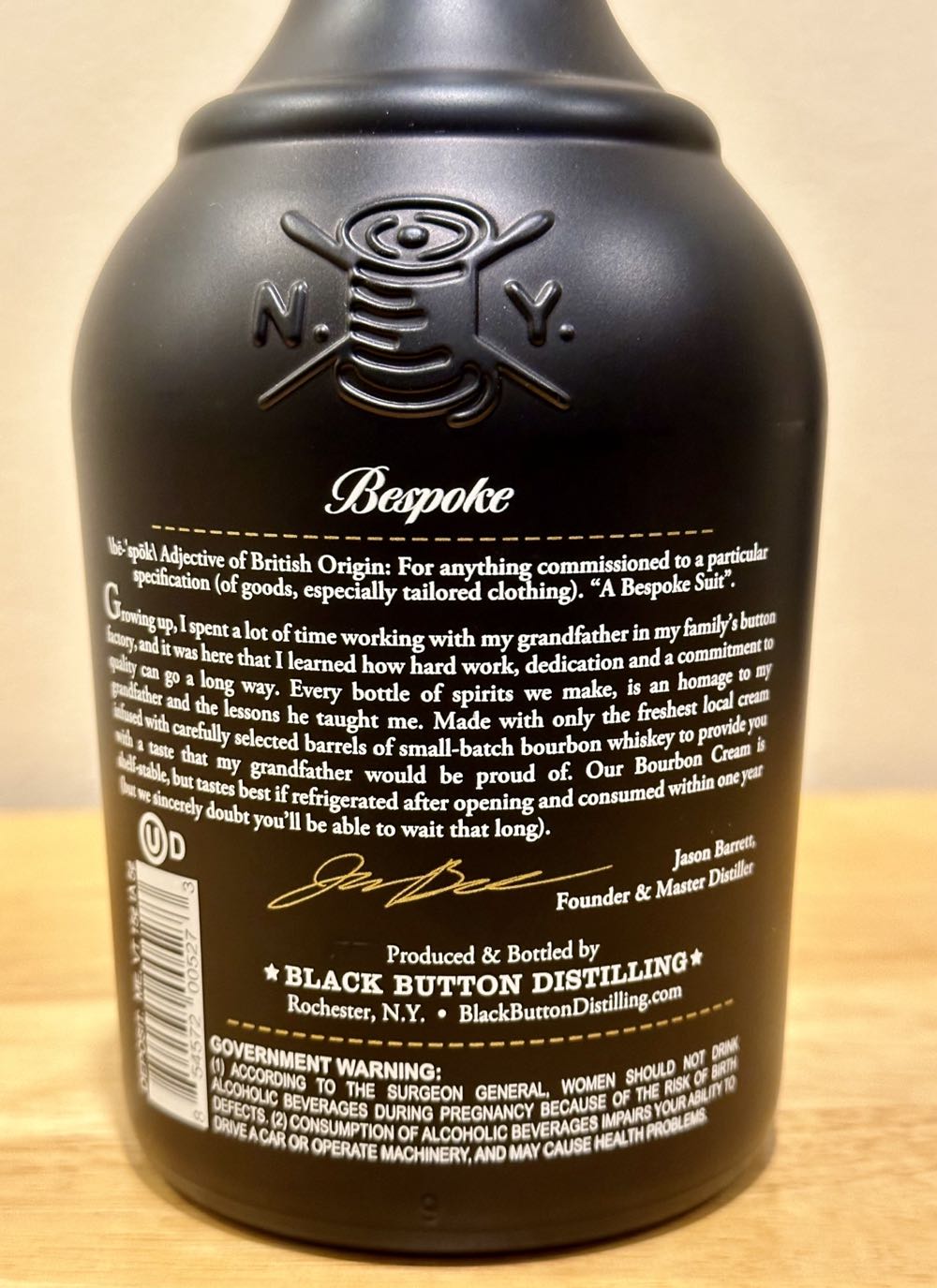 Bespoke Bourbon Cream - Black Button Distilling, Rochester, NY (750 mL) alcohol collectible [Barcode 854572005273] - Main Image 3