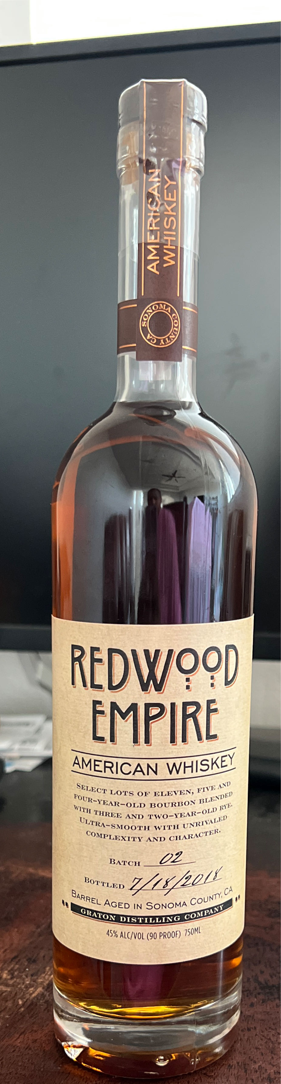 Redwood Empire American Whiskey - Graton Distilling Co. (750 mL) alcohol collectible [Barcode 851718000673] - Main Image 2