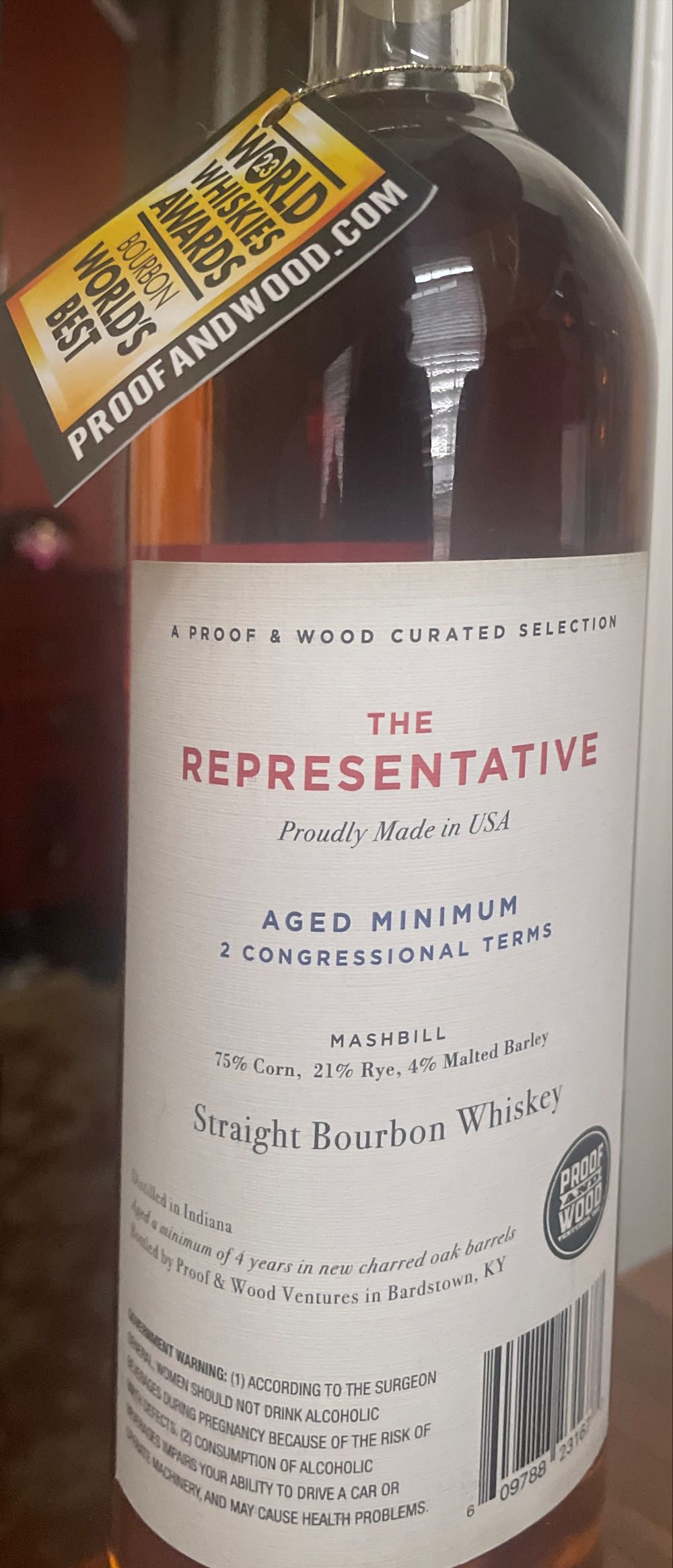 The Representative - Barrel Proof - Proof & Wood Ventures (750 mL) alcohol collectible [Barcode 609788231677] - Main Image 2