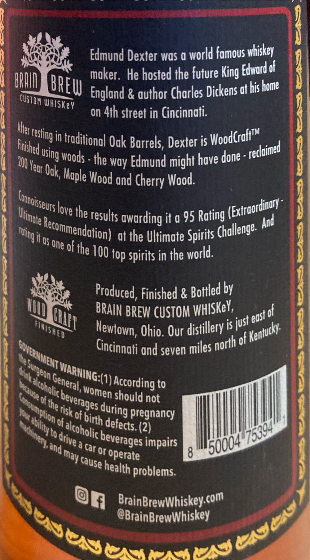 Dexter Three wood - Brain Brew (750 mL) alcohol collectible [Barcode 850004753941] - Main Image 2