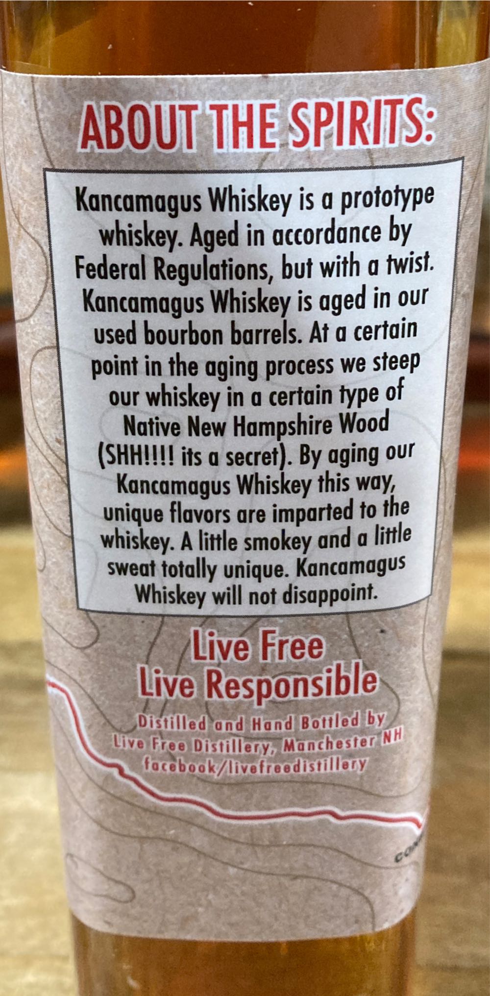 Live Free Kancamagus Whiskey - Live Free Distillery (750 mL) alcohol collectible [Barcode 021893996645] - Main Image 2