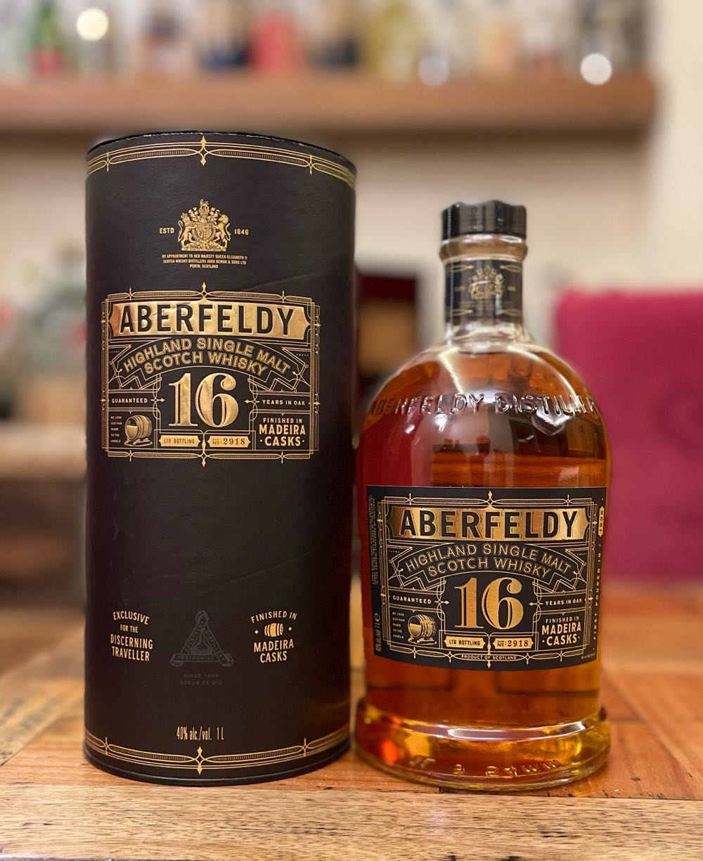 ABERFELDY 16y Old Madeira Cask Highland Single Malt Scotch Whisky - John Dewar & Sons Ltd., Perthshire, Scotland (750 mL) alcohol collectible [Barcode 7640171031354] - Main Image 2