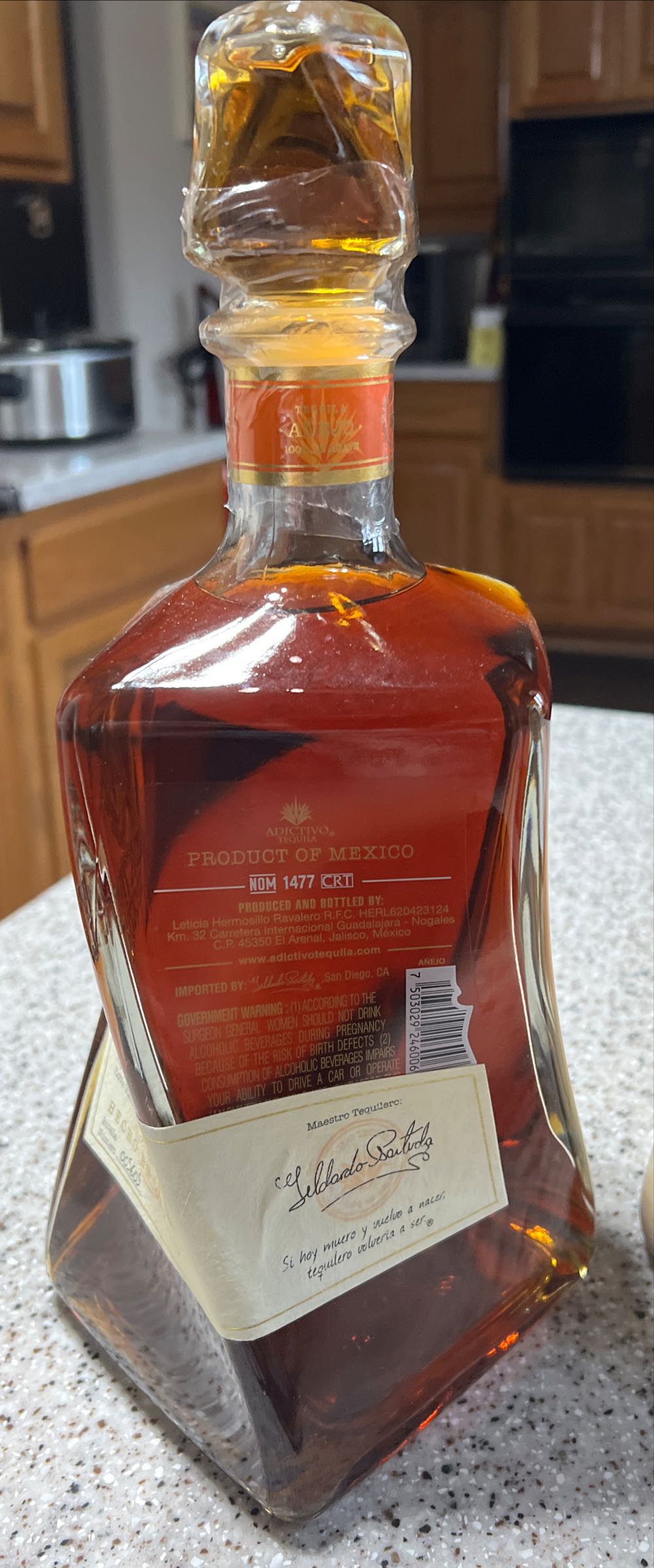 Adictivo Anejo Tequila Twisted Bottle  (1.75 L) alcohol collectible [Barcode 7503029246006] - Main Image 2