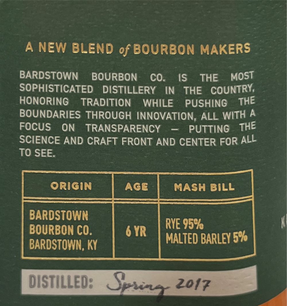 Bardstown Origin Series Rye - Bardstown Bourbon Company (750 mL) alcohol collectible [Barcode 857552008400] - Main Image 2