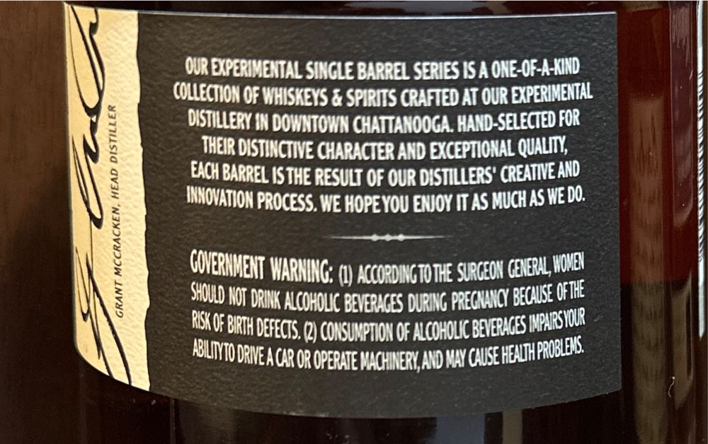 Chattanooga Whiskey Experimental SiB 165 - Chattanooga Whiskey Co alcohol collectible [Barcode 853192006158] - Main Image 2