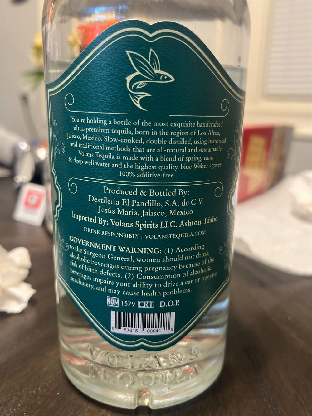 Volans Tequila Blanco - Nom1579 (750 mL) alcohol collectible [Barcode 867615000418] - Main Image 2