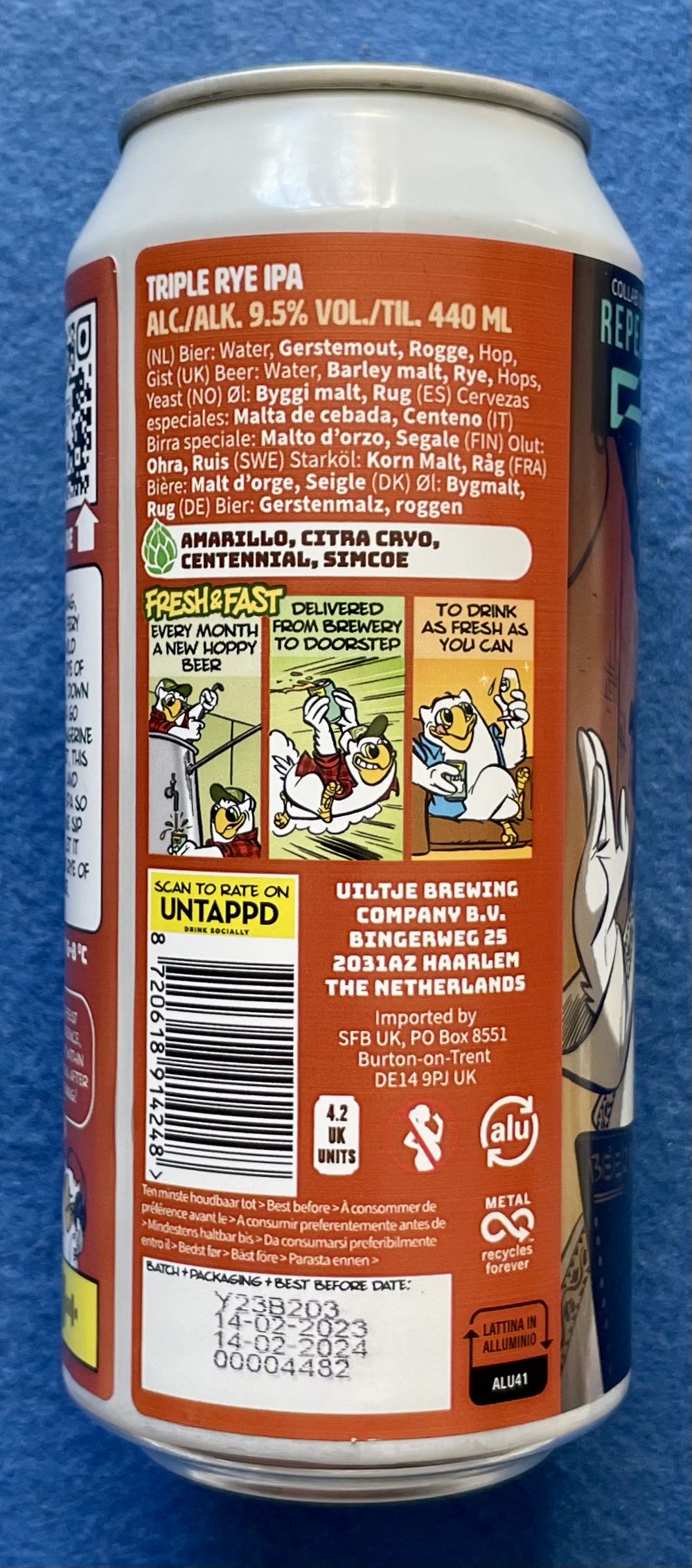 Rye Of Fire - Uiltje Brewing Company (440 mL) alcohol collectible [Barcode 8720618914248] - Main Image 3