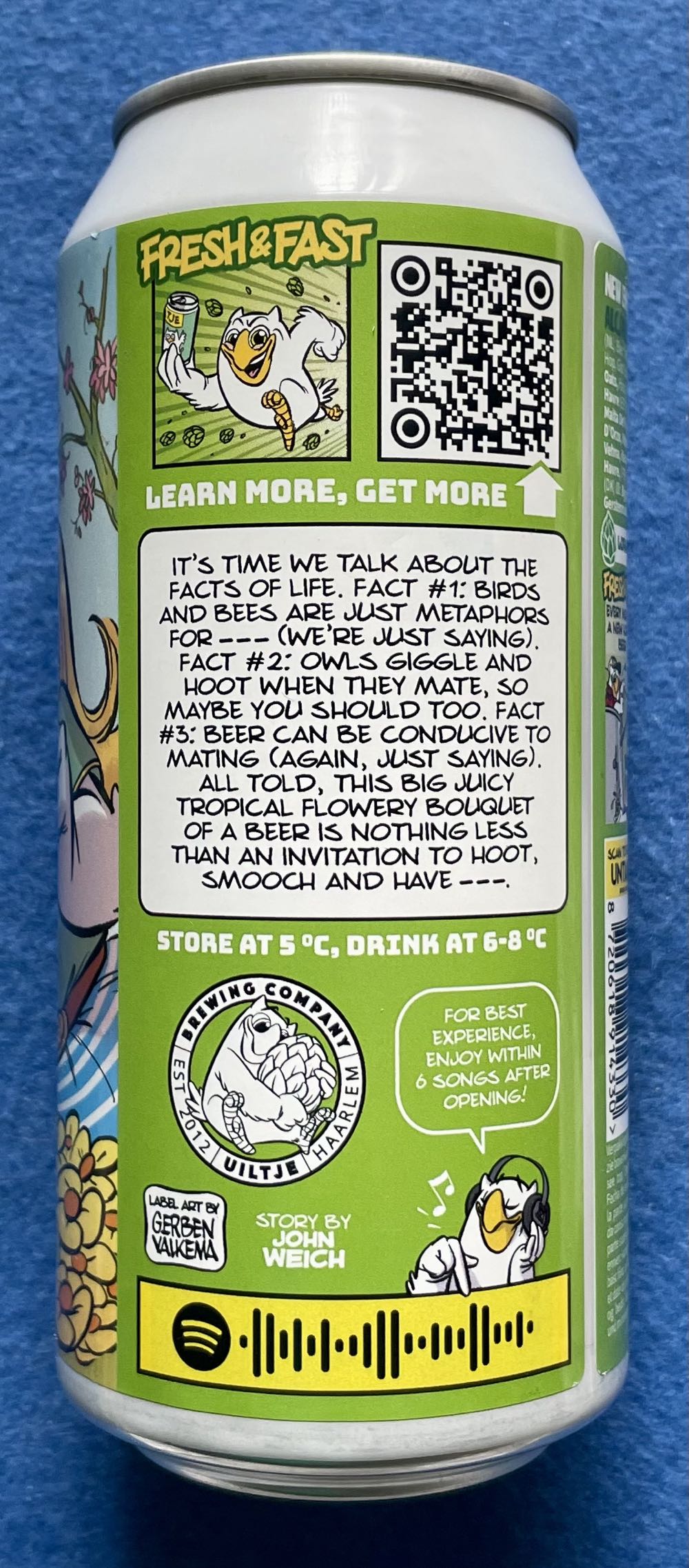 Let Me Tell You Bout The Birds, Bees, Owls & Trees - Uiltje Brewing Company (440 mL) alcohol collectible [Barcode 8720618914330] - Main Image 4