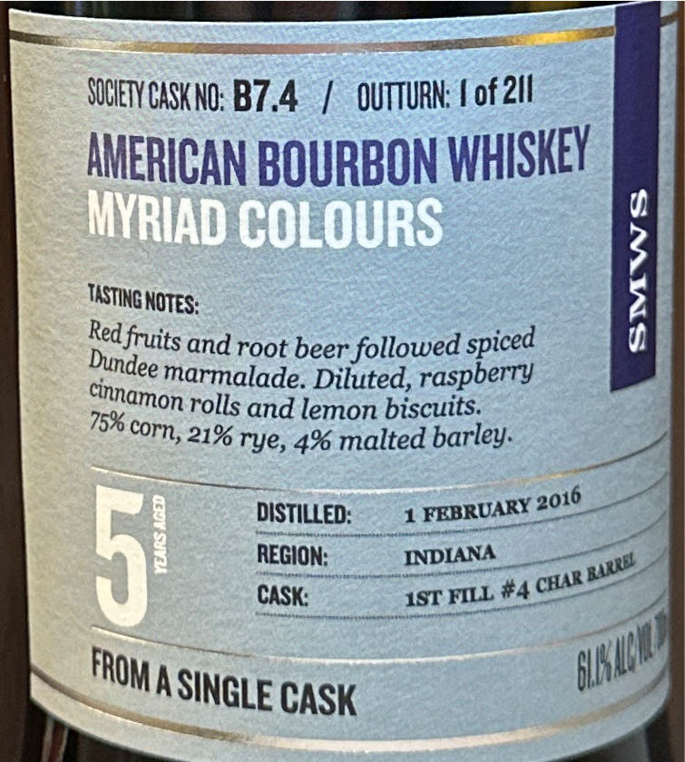 MGP PBBP SMWS B7.4 American Bourbon Myriad Colours - MGP Distilling (700 mL) alcohol collectible - Main Image 2