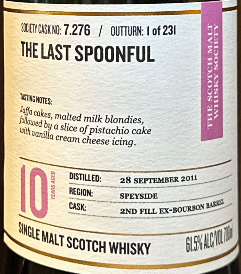 Longmorn 10 SMWS 7.276 The Last Spoonful - The Longmorn Distillery (700 mL) alcohol collectible - Main Image 2