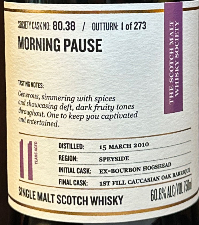 Glen Spey PBCS SMWS 80.38 Morning Pause 11 - Glen Spey (700 mL) alcohol collectible - Main Image 2