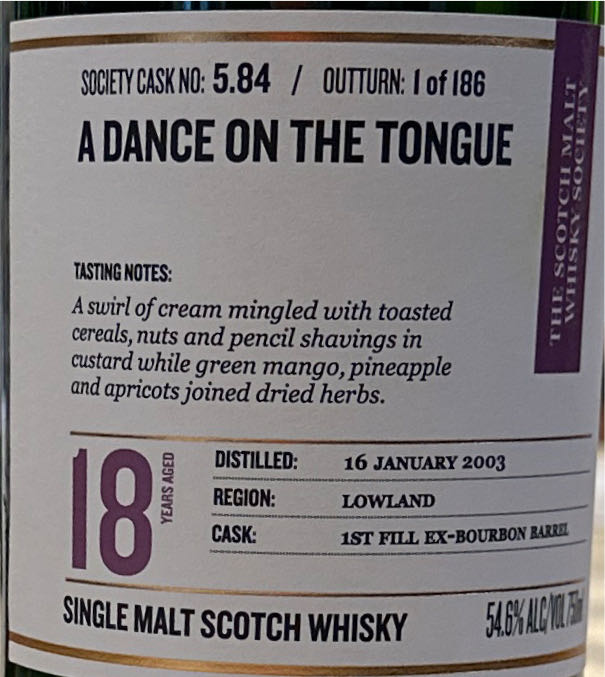 Auchentoshan 18 SMWS 5.84 A Dance On The Tongue - Auchentoshan Distillery (750 mL) alcohol collectible - Main Image 2