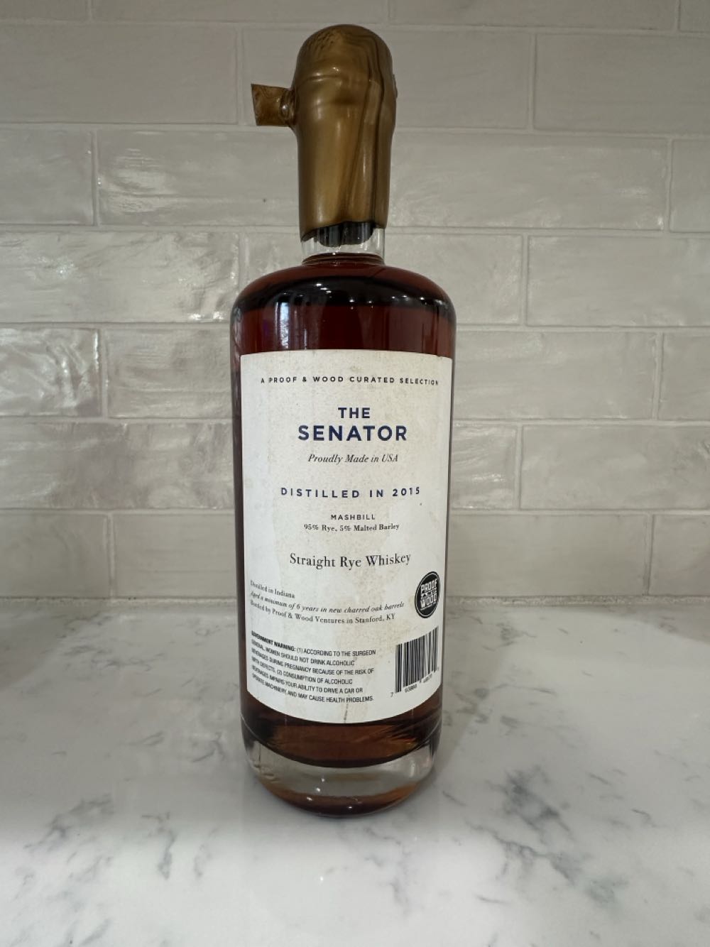 The Senator - Proof & Wood Ventures (750 mL) alcohol collectible [Barcode 793888485709] - Main Image 2