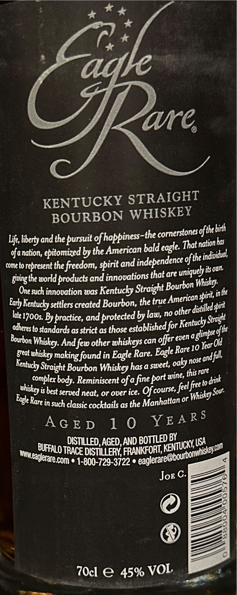 Eagle Rare 10yr Import France - Buffalo Trace Distillery, Frankfort, KY (70 mL) alcohol collectible [Barcode 0880040057642] - Main Image 3